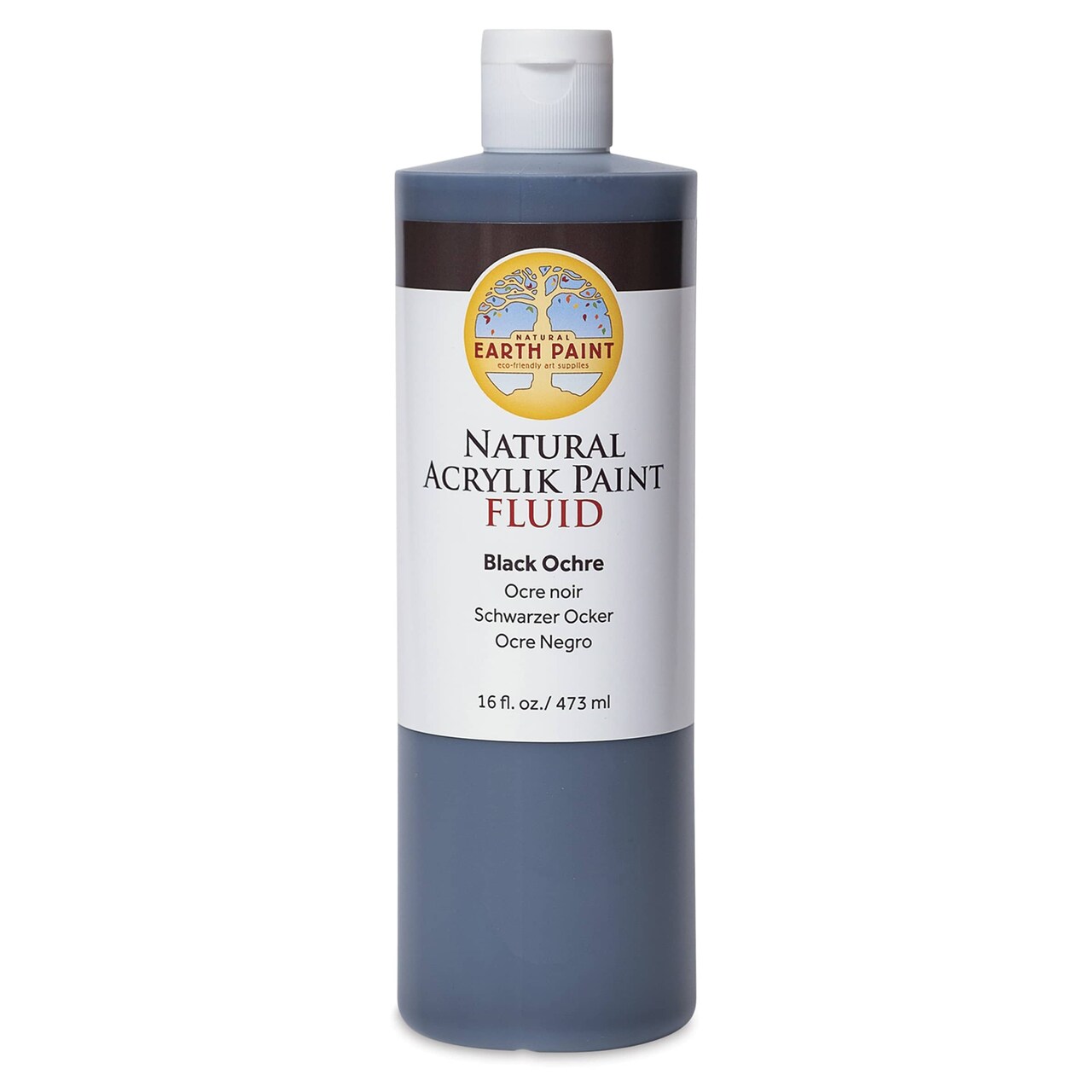 Natural Earth Paint Natural Fluid Acrylik Paint - Black Ochre, 473 ml